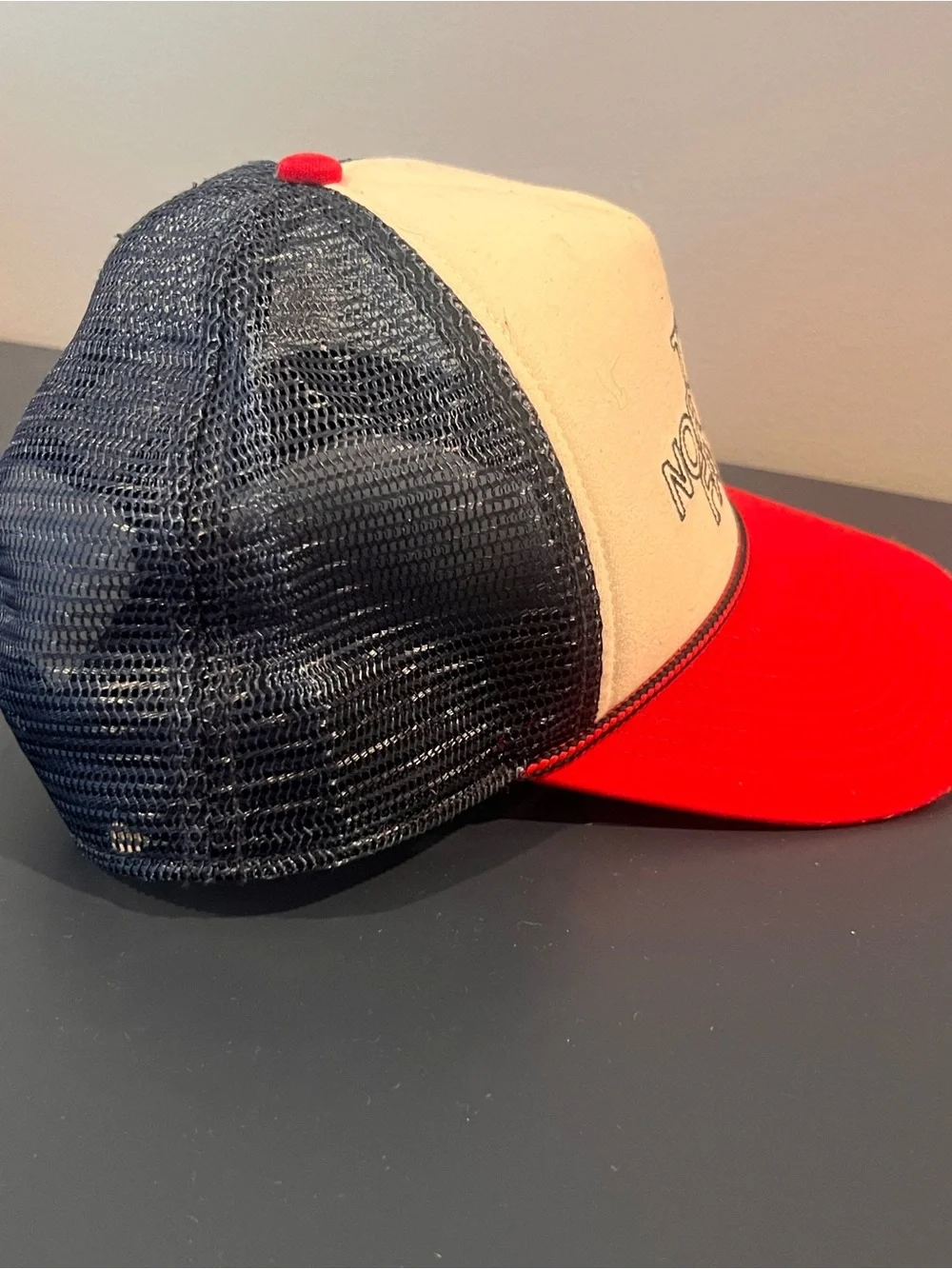 The North Face Trucker Cap in Cream, Black & Red